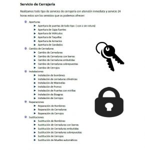 nuestro equipo de cerrajeros gandia ofrecen estos servicios